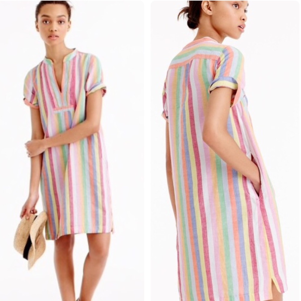 J Crew Candy Striped dress pockets size xs